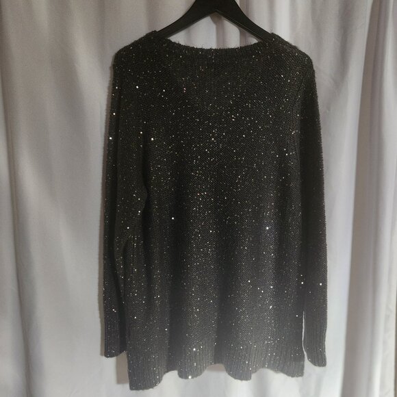 APT.9 V-neck Gray/Silver Sparkle Sweater 2X - Picture 2 of 5
